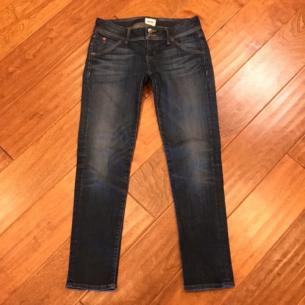Hudson Nicole Ankle Skinny Dark Wash Denim Flap Pocket Jeans